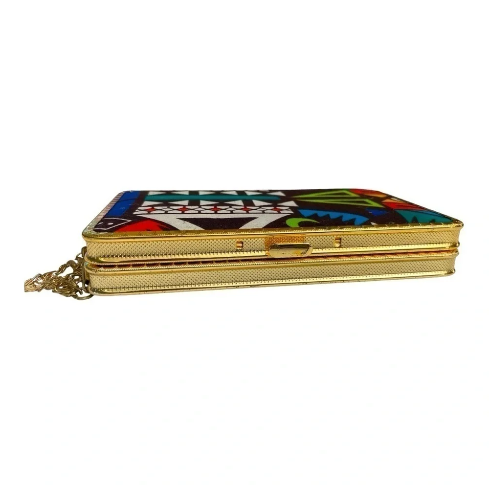 Aztec Pattern Clutch/ Purse/ Wallet. Has compartments for phone/ cards/money